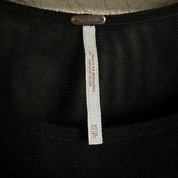 Free People Handkerchief Hem Lace Overlay Sheer Black Dress - Picture 5 of 11